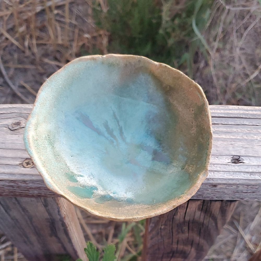 Handmade Studio Pottery Bowl Turquoise Blue Glaze Signed Tenny